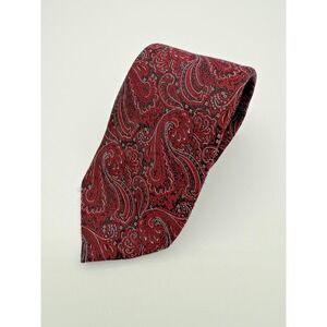 Vince Camuto Tie Mens Classic Red Black Paisley Necktie Formal Silk Blend